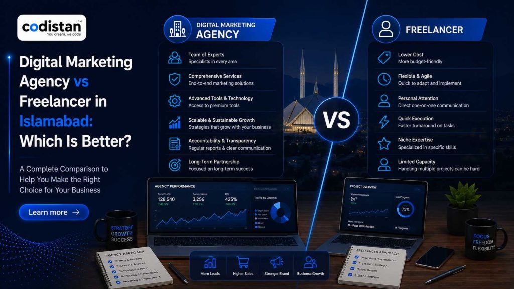 digital marketing agency vs freelancer in Islamabad